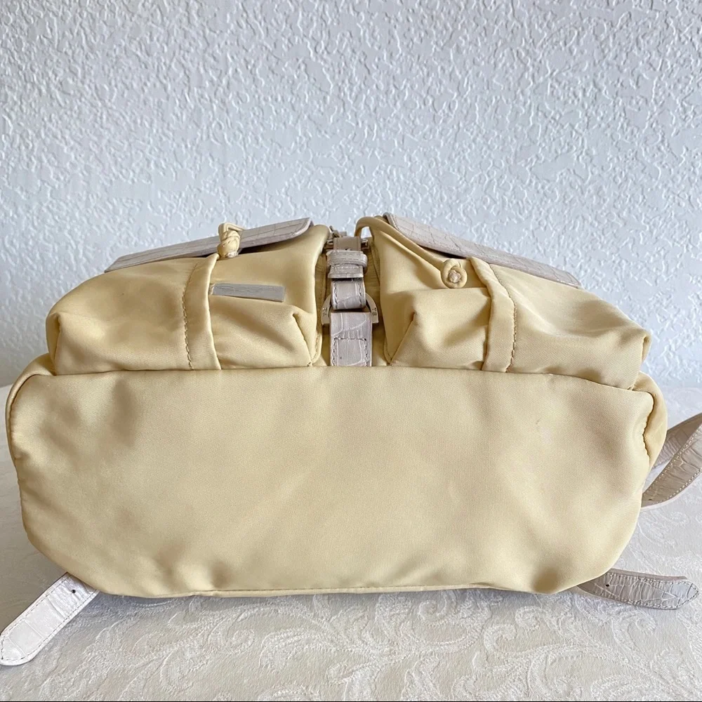 Tosca blu beige leather front pocket nylon backpack